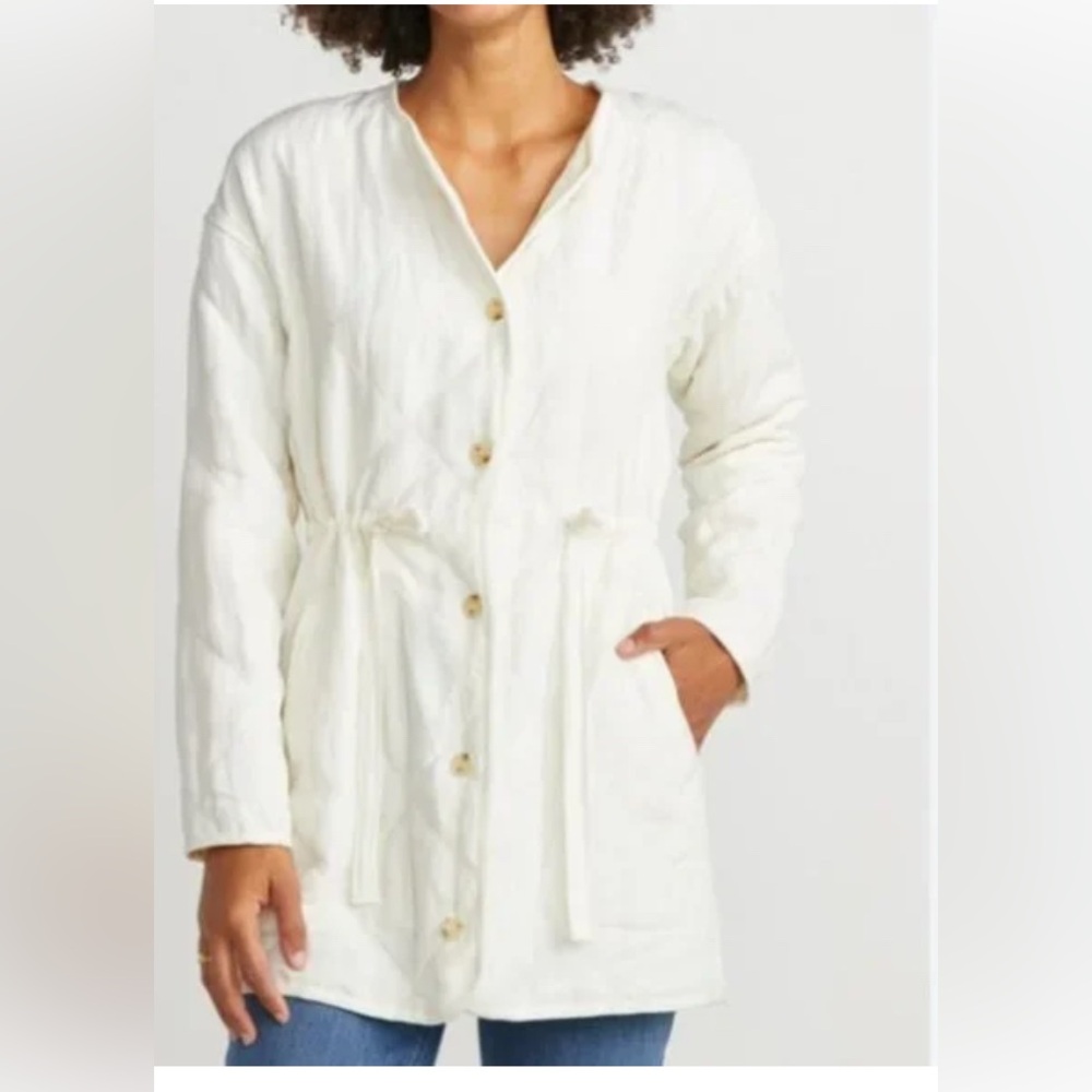 MARINE LAYER Tiff Quilted Jacket In Antique White Size Large